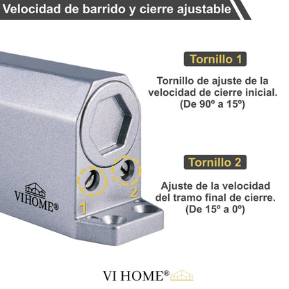 Cierra Puertas con Retenedor y Velocidad Regulable / Fuerza de 60Kg